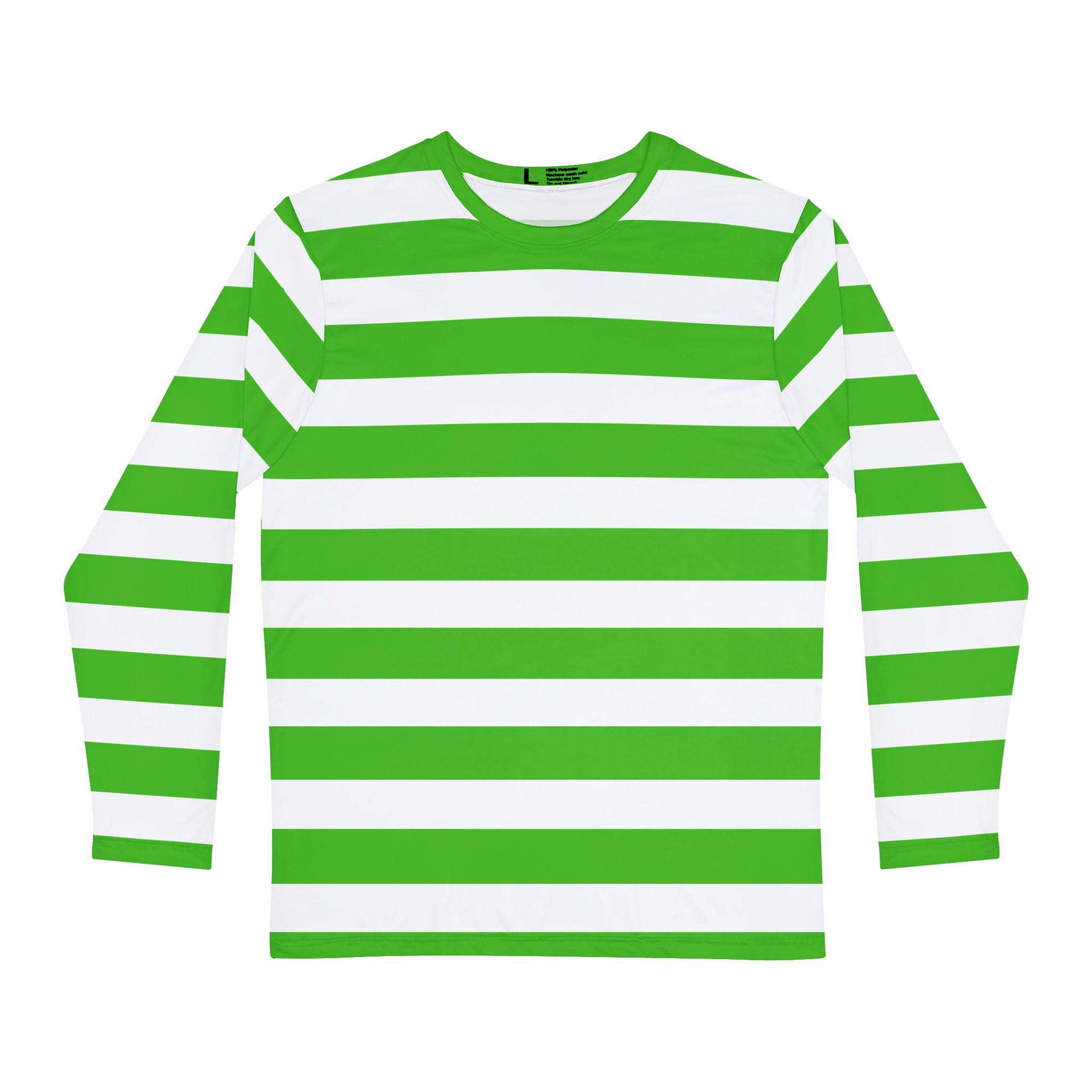 Kelly Green and White Striped Long Sleeve Shirt, Kelly Green and