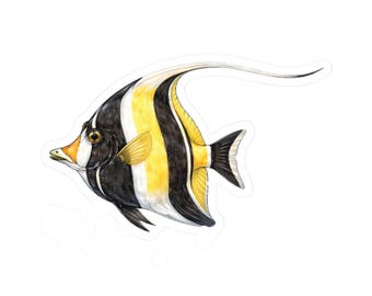 Pegatina de pez ídolo moro, calcomanía de acuario tropical, pegatinas troqueladas de vida marina