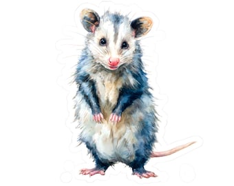 Opossum Sticker, Possum Decal for Laptop, Water Bottle, Journal, Gift, Animal Lovers, Watercolor Art, Cute Birthday Gift, Animal Vinyl