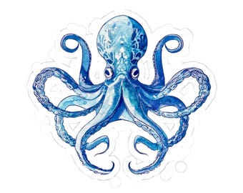 Octopus Sticker, Watercolor Octopus Sticker, Laptop Vinyl Sticker, Water Bottle Sticker, Car Window Sticker, Marine Life Gift