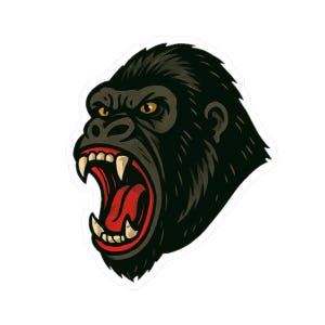 Gorilla Sticker, Unique Vinyl Decal for Laptops, Water Bottles, Bold Animal Decor, Cool Gift Idea for Wildlife Lovers & Nature Fans