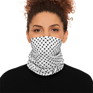 Palestinian Keffiyeh Pattern Neck Gaiter, Kufiya Face Cover, Solidarity Scarf, Middle East Style Wrap, Protest Accessory, Gift
