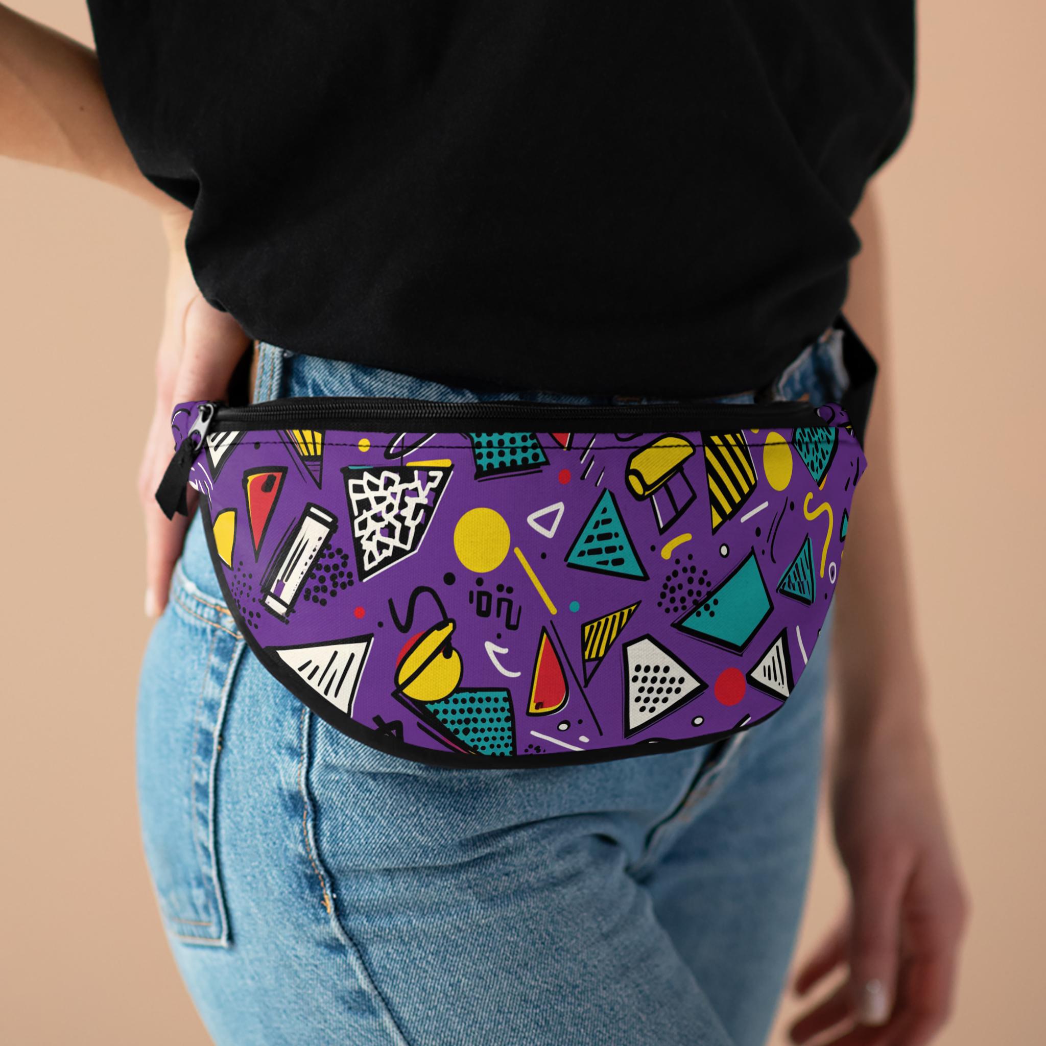 Vintage Gitano Fanny Pack Waist Bag Belt Bag Blue Floral Rave Retro Amazon.com | Three Pockets Neon Retro 80s Fanny Pack for  main image 3
