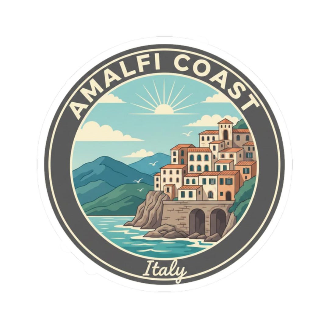 Italian Riviera Sticker Amalfi Coast Italy Sticker, Vintage Mediterranean Travel Decal, Coastal ...