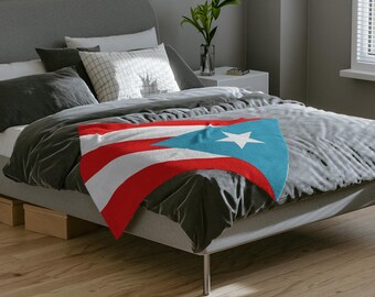 Puerto Rico Flag Microfiber Blanket, Soft Puerto Rican Throw for Celebrations, Cultural Events, Gift for Patriots, Home Decor