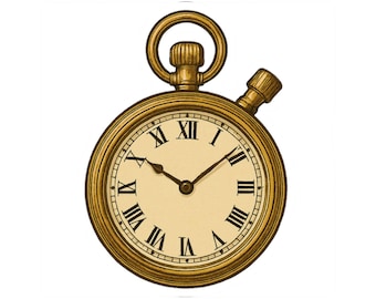 Vintage Pocket Watch Sticker, Timeless Decor, Gold Watch Decal, Perfect for Laptops, Water Bottlew, Journals, Scrapbooking, Gifts