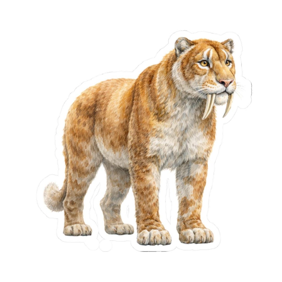 Smilodon Sticker Saber-toothed Cat Sticker, Prehistoric Smilodon Illustration Decal ...