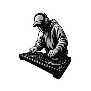 DJ Mixing Sticker,  Turntables EDM Music Decal,  Musician Art Vinyl for Laptop, Water Bottle, Tumbler, Car, Waterproof Bumper Car Sticker