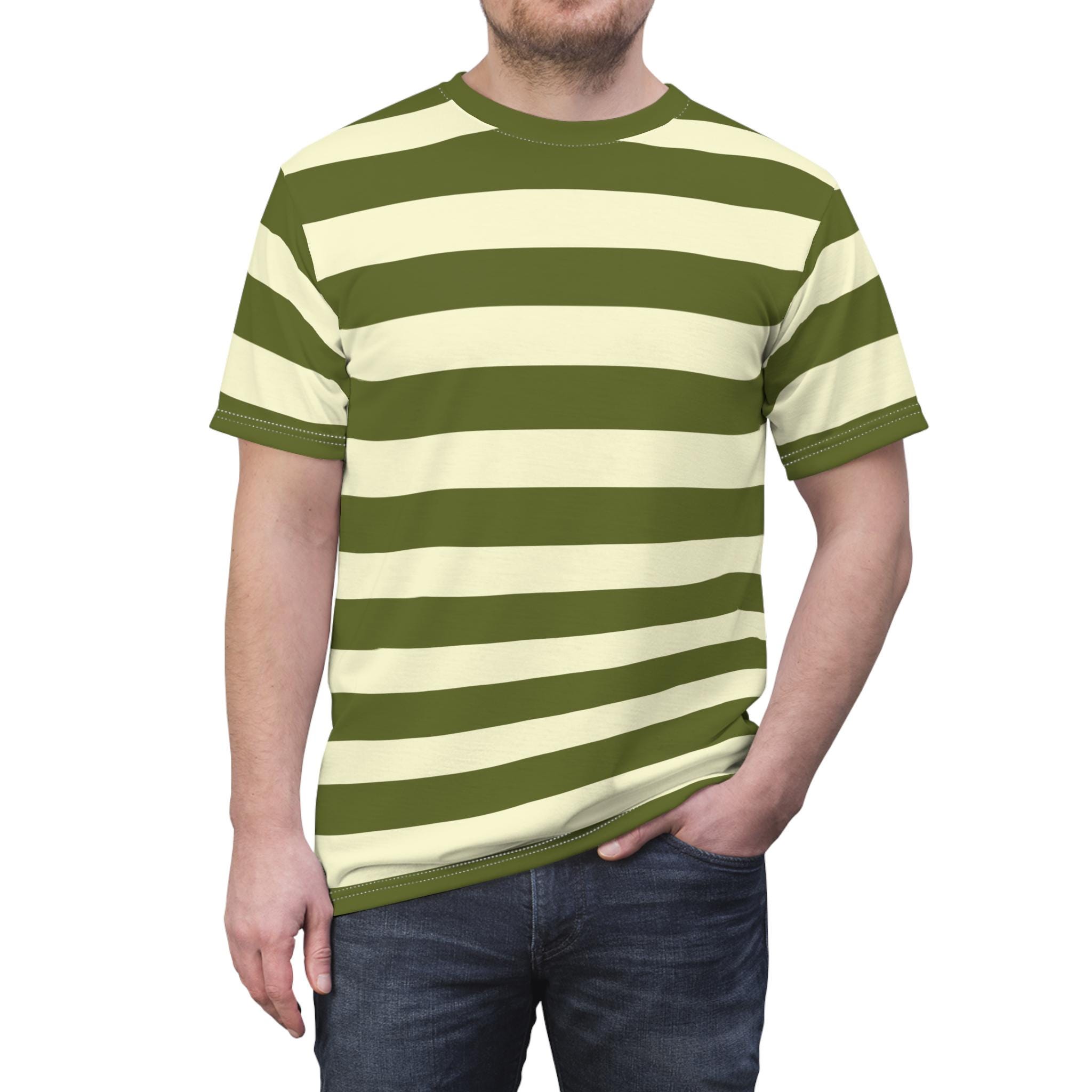 Green and Yellow Striped Shirt - Etsy Norway