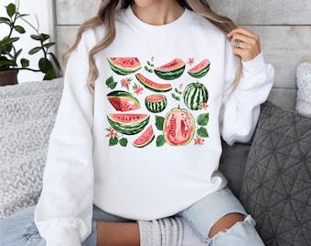 Watermelon Sweater, Protest Top, Fruit Graphic Sweater, Women's Palestine Sweater, Gardener Sweater, Palestinian Watermelon Graphic Sweater