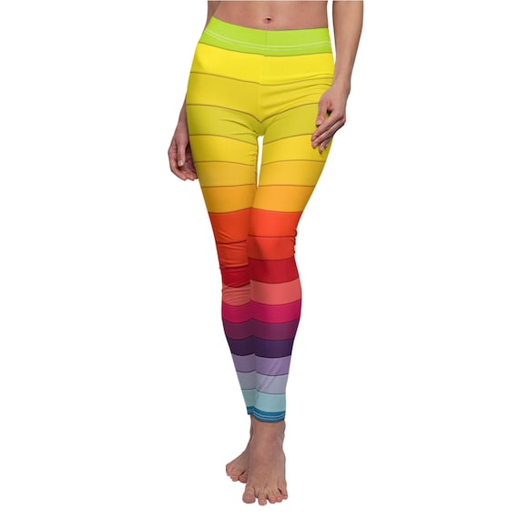 Leggings casuales con arcoíris vibrantes para mujer, ropa
