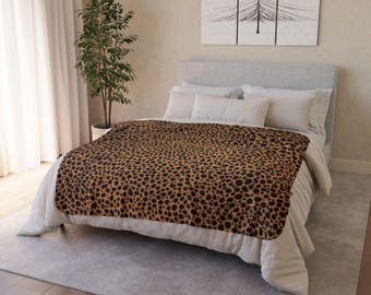Couverture en polaire sherpa à imprimé guépard, couverture guépard, jeté doux pour la décoration intérieure, cadeau parfait pour les amateurs d'animaux de compagnie, jeté à imprimé animal