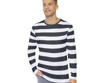 Charcoal Grey and White Striped Long Sleeve Shirt, Grey and White Stripe Shirt, Striped Long Sleeve Tee, Colorful Tee, Soft Vibrant Gift