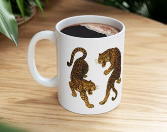 Leopard Mug, Fierce Wild Animal Coffee Cup, Bold Wildlife Art Ceramic Mug,  Nature Lover Gift, Leopard Print Aesthetic Kitchen Decor - Etsy