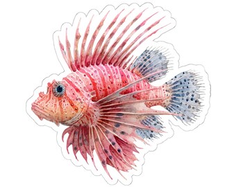 Lionfish Sticker, Unique Fish Artwork for Laptops, Journals, Water Bottles, Gifts, Home Decor, Wall Art, Fishing Lover Gift, Tropical Decal