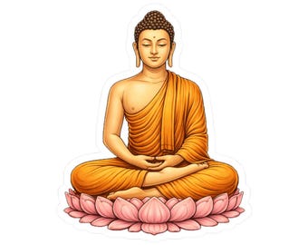 Pegatina de Buda, Gautama Buda, Ilustración de meditación, Calcomanía de loto para portátiles, Ilustración para botellas de agua, Decoración para portátiles, Símbolo espiritual