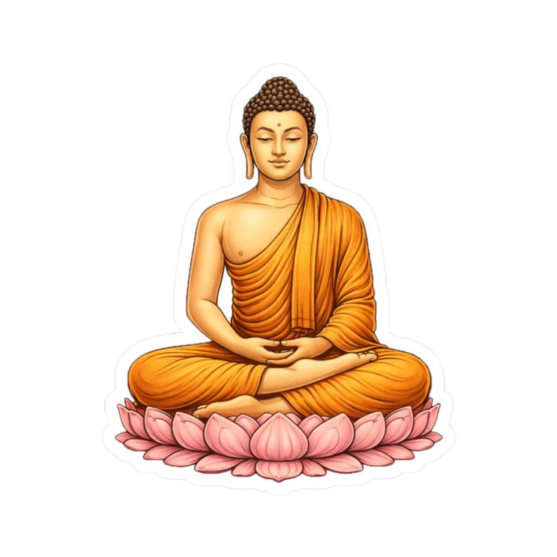 Buddha Sticker, Gautama Buddha, Meditating Artwork, Lotus Decal for ...