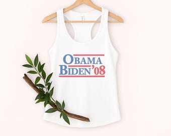 Camiseta sin mangas estilo racerback de Obama y Biden, camiseta de Obama, extraño a Barack, Obama por siempre, Biden para presidente, camiseta política, camiseta de apoyo a Joe Biden