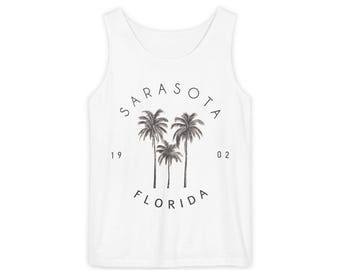 Camiseta sin mangas Comfort Colors Sarasota, camiseta sin mangas Florida, camiseta playera vintage de estilo costero.