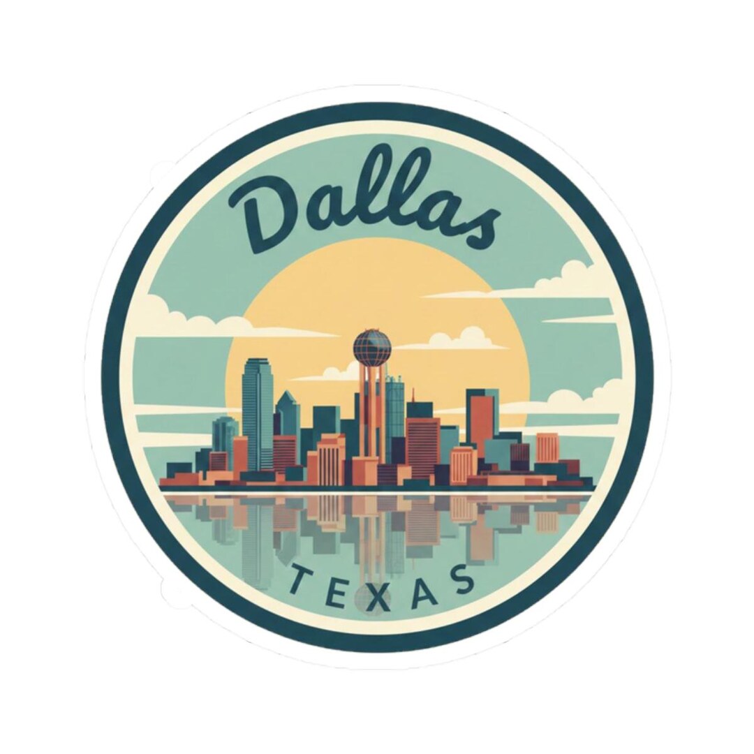 Small Dallas Sticker Dallas Sticker, Texas Cityscape Decal, Retro Urban Skyline Kiss-cut ...