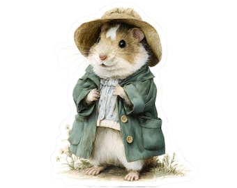 Dapper Hamster Sticker, Adorable Dressed-Up Animal Decal for Water Bottles, Laptops, Journals, Scrapbooking, and Cute Pet Lover Gifts