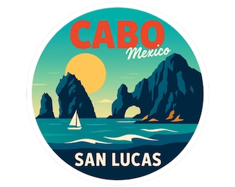 Cabo San Lucas Sticker, Mexico Decal for Luggage, Laptop, Journal, Water Bottle, Scrapbook, Gift, Travel Souvenir, Mexican Sailing Stickers
