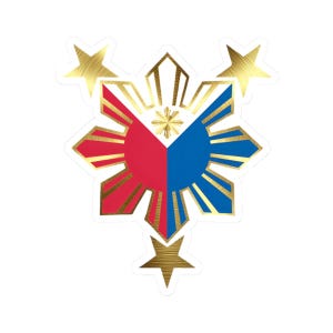 Filipino Pride Star Sun Sticker, Philippines Flag Decal, Pinoy Car Stickers, Laptop Vinyl, Filipino Heritage Gift, Filipino Sun Emblem Art