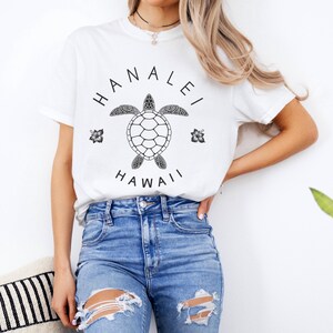Hanalei Comfort Colors T-Shirt, Hawaiian Shirt, Surf City Tee, Kauai Beach Souvenir, HI Crewneck Top, Pacific Island Gift