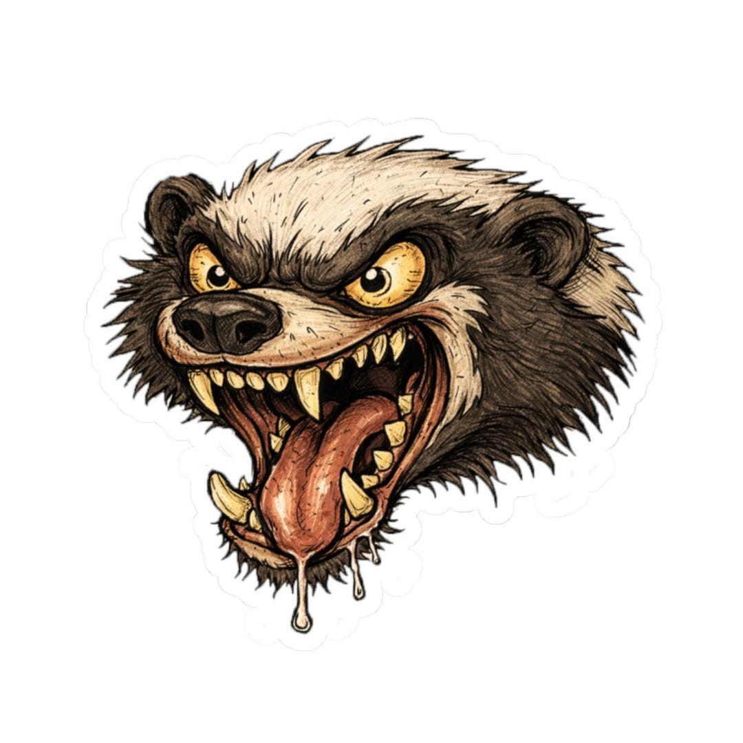 Honey Badger Sticker, Crazy Honey Badger Decal, Drawn Cartoon Stickers ...