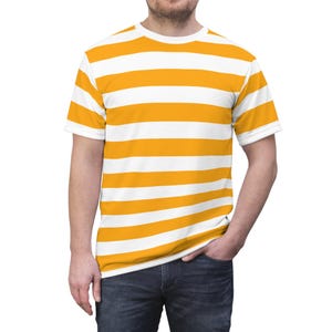 Orange and White Striped T-Shirt, Orange and White Stripe Shirt, Striped Tee, Colorful Tee, Pride Gift, Festivals Top, Soft Vibrant Style
