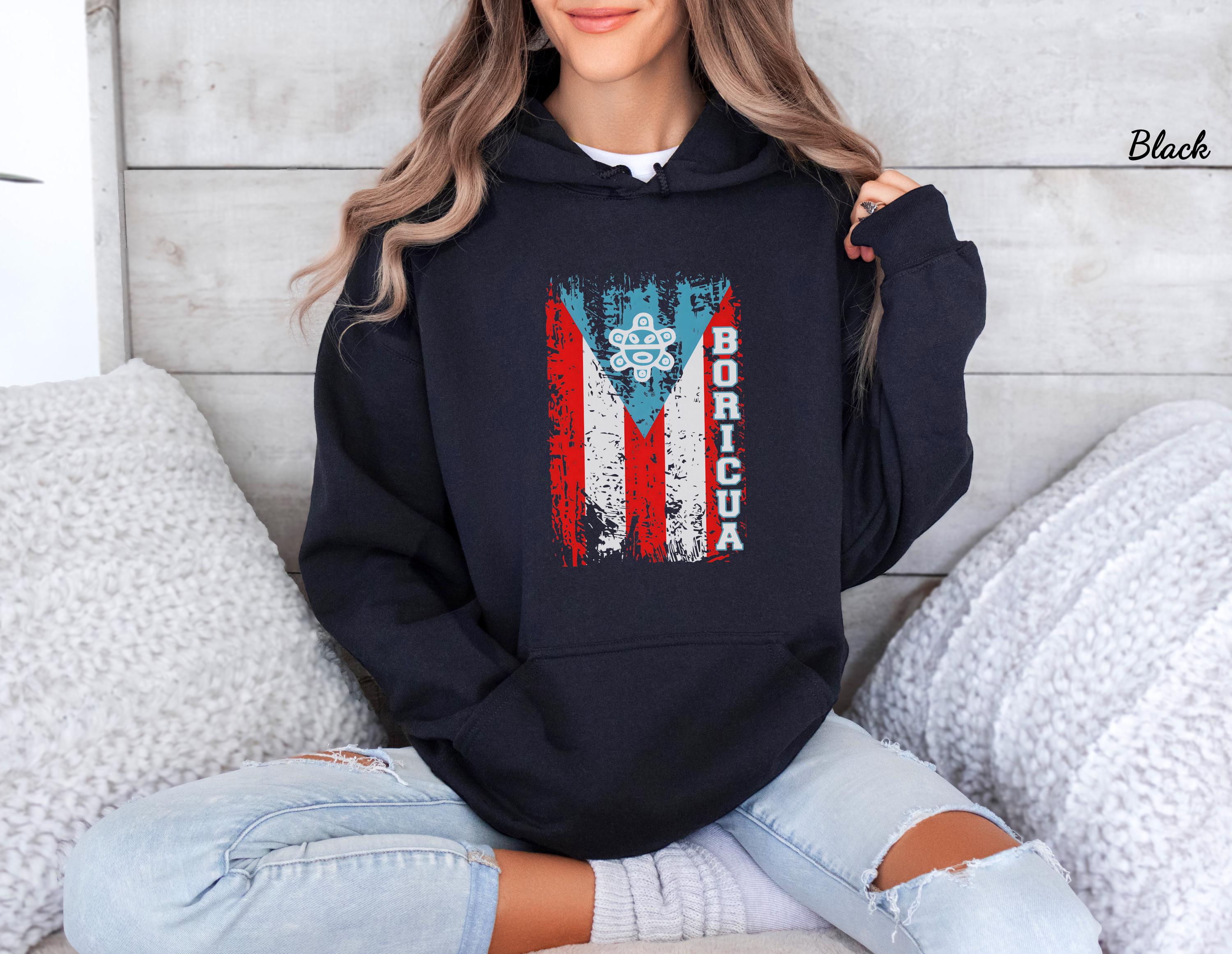 Puerto Rican Flag Hoodie, Boricua Pride Hooded Sweater, Unisex Sweatshirt, Casual Wear, Gift for Him/Her, Taino Heritage Celebration