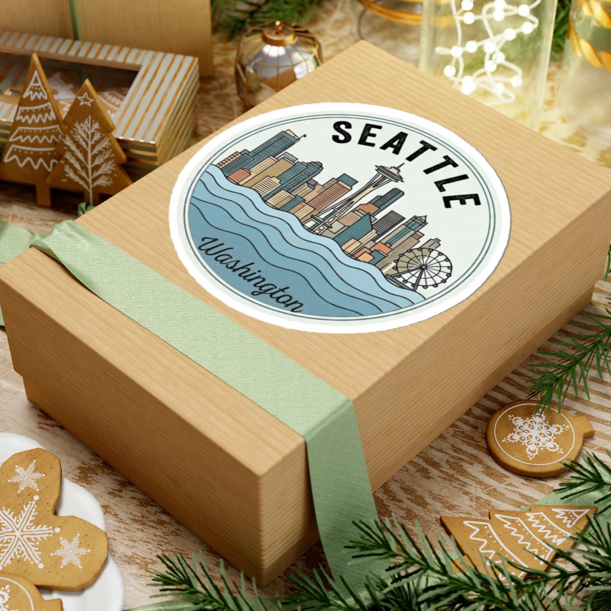 Seattle Sticker, Seattle Skyline Decal, Washington Cityscape Kiss-cut ...