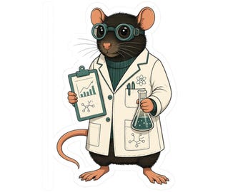 Lab Rat Sticker, Cute Lab Rat Decals for School, Laptop Decor, Science Gifts, Animal Art, Research Lab Sticker, Cute Gift for Rat Owner