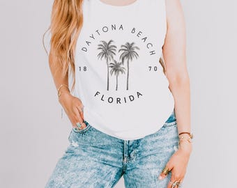 Daytona Beach Comfort Colors Tank, Florida Coastal Shirt, East Coast Beachwear, Palm Tree Tank Top, Daytona FL Gift, Summer Travel Tee