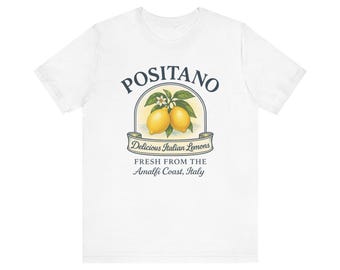 Camiseta de Positano, Italia, camiseta de la Costa Amalfitana con limones, camiseta italiana de verano, regalo de viaje a la costa europea, bonito recuerdo de vacaciones
