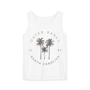 Outer Banks North Carolina Comfort Colors Tank, OBX Beach Shirt, Pogue Life Tank Top, NC Coastal Vacation Tee, Road Trip Souvenir Gift image 1