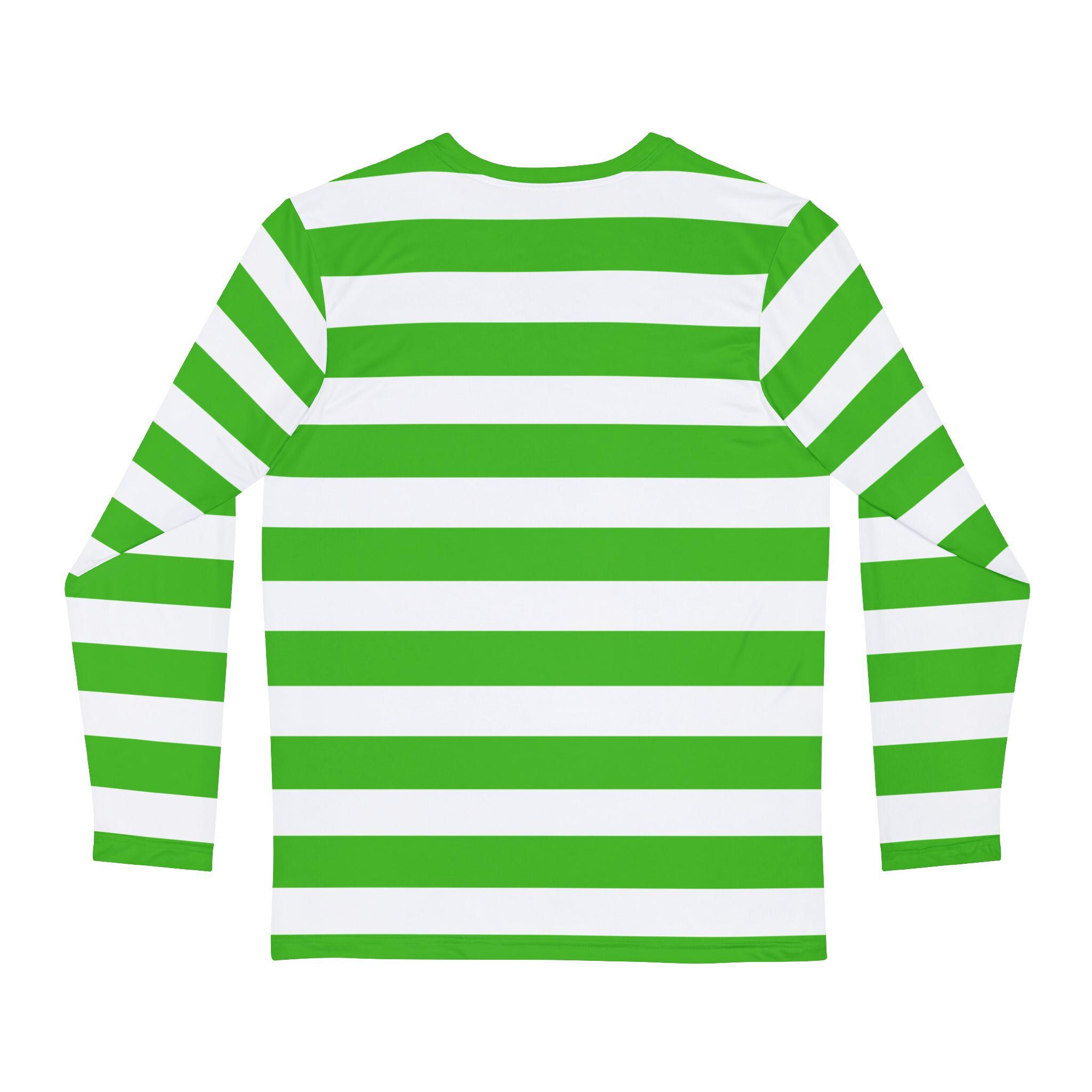 Kelly Green and White Striped Long Sleeve Shirt, Kelly Green and