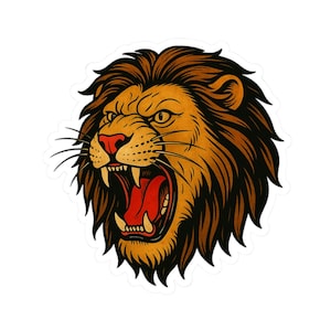 Lion Sticker, Male Lion, Neo-Traditional Tattoo Lion Decal, Boho Big Cat Sticker, Lion Water Bottle Decal, Wild Cat Vinyl Sticker