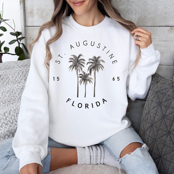 St. Augustine Sweatshirt, Florida Sweater, St. Augustine Pullover, St. Augustine Crewneck Shirt, Palm Tree Hoodie, FL Beach Souvenir