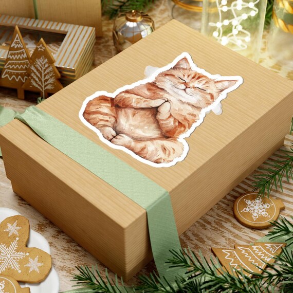 Meditating Cat Sticker, Cute Zen Cat Decor for Laptops & Journals