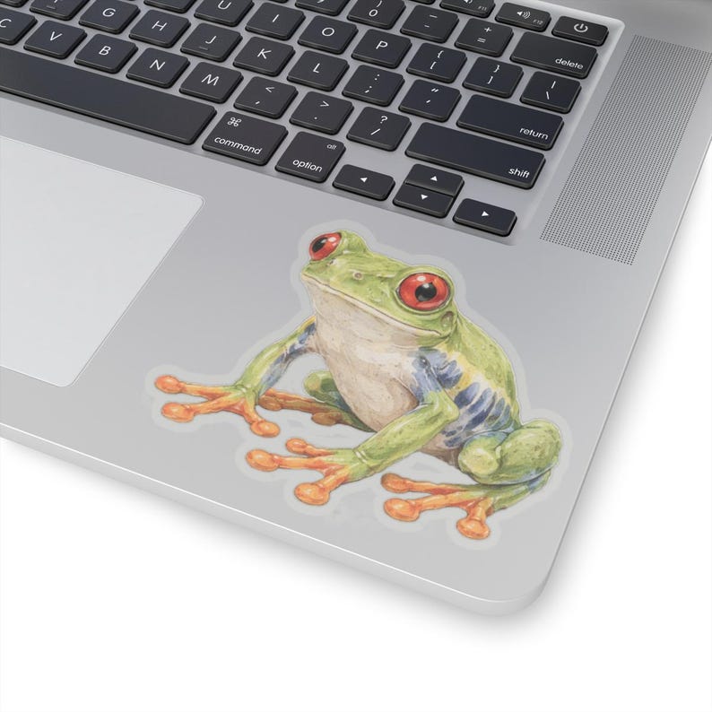 Tree Frog Sticker Red-eyed Tree Frog Sticker, Watercolor Frog Sticker, Kiss-cut Vinyl ...