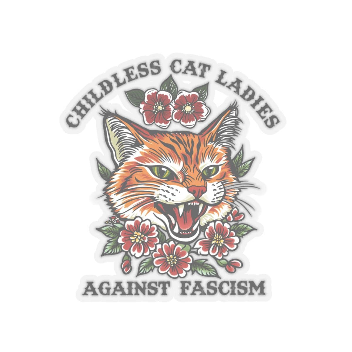 新品未使用❤︎ LES BONS ENFANTS CAT GIRL No.012 Childless Cat Ladies Against Fascism Sticker, Anti-fascist Kiss