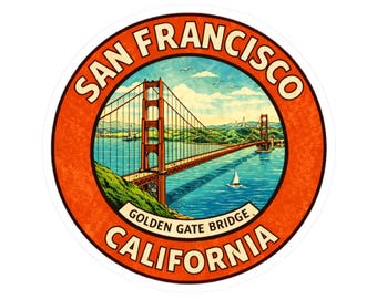 Adesivo di San Francisco, adesivo del Golden Gate Bridge, adesivo da viaggio della California, souvenir della Bay Area, adesivo in vinile della città vintage