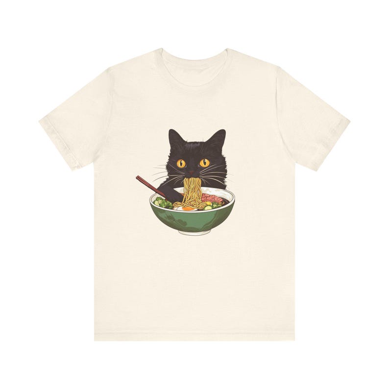 Ramen Cat T-Shirt, Cat Lover Gift, Kawaii Shirt, Japanese Style Art Tee image 4