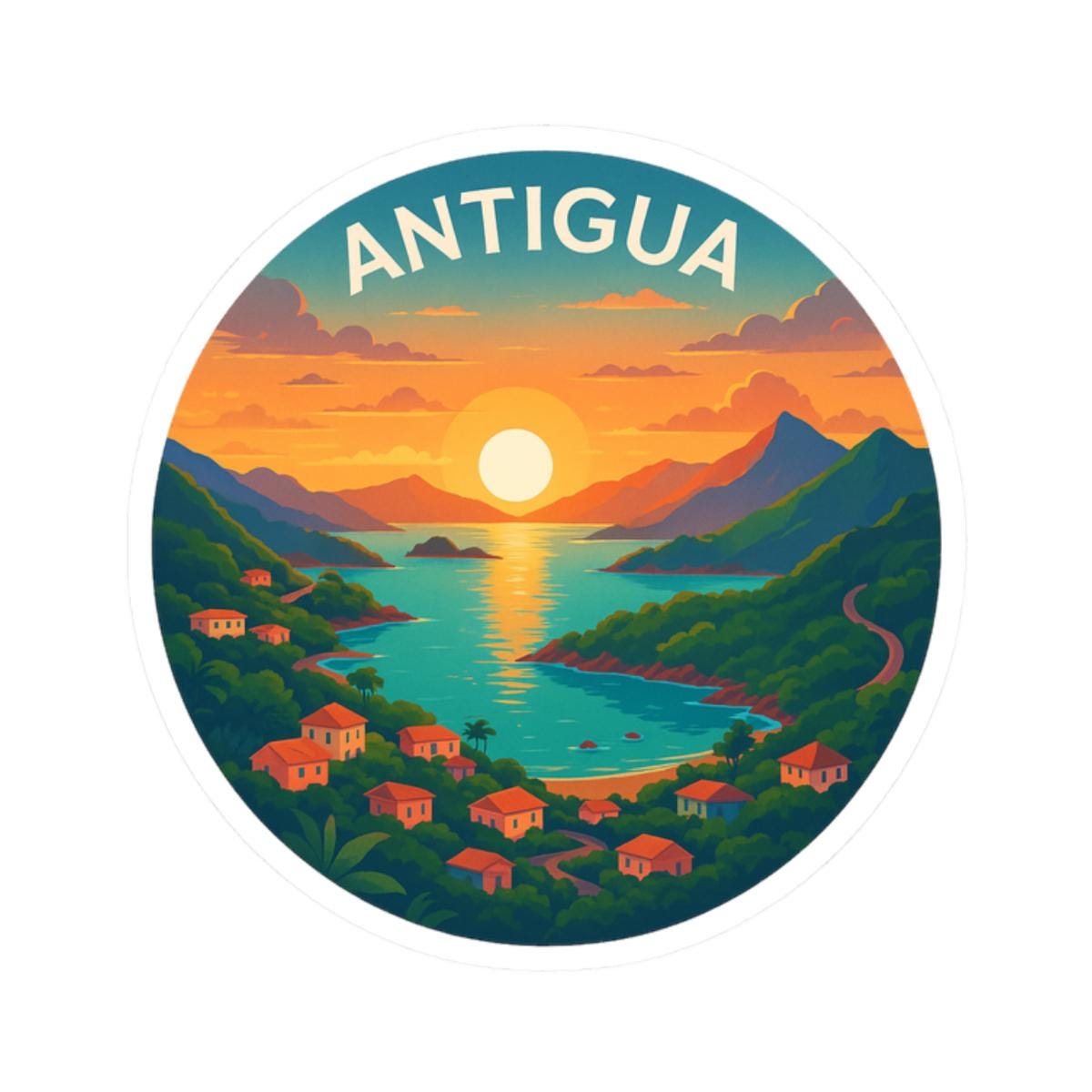 Antigua Sticker, Caribbean Island Decal, Travel Gift, Vinyl for Luggage ...