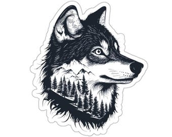 Wolf Sticker, Wolf Vinyl Decal, Grey Wolf Phone Sticker, Animal Laptop Sticker, Water Bottle Sticker, Tumbler Decal, Car Sticker, Nature