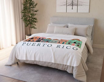 プエルトリコ フリース シェルパ ブランケット、心地よいスロー、シックな室内装飾、旅行ギフト、新築祝いギフト、ビーチ デイ ブランケット
