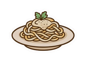 Pegatina de pasta Alfredo, divertida decoración gastronómica para portátiles, agendas, botellas de agua, regalos para amantes de la pasta, bonita pegatina de comida italiana.