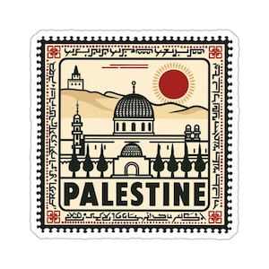 Palestine Sticker, Palestine Stamp Sticker, Protest Vinyl, Free Palestine Decal, Middle Eastern Decal, Mosque Sticker, Water Bottle Sticker