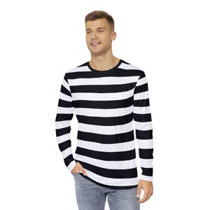 Black and White Striped Long Sleeve Shirt, Black and White Stripe Shirt, Striped Long Sleeve Tee, Colorful Tee, Soft Vibrant Gift